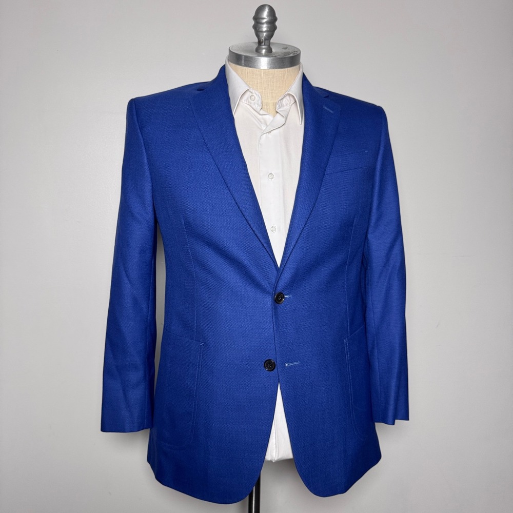 Brooks Brothers Blazer Mens 44R Blue Solid Regent Fit Vitale Barberis Canonico